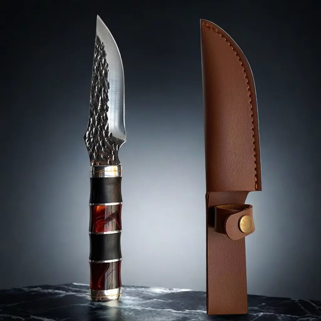 Vintage Fixed Blade Outdoor Knife – Hand Forged Bushcraft Blade Fixed Blade Knife Axl Knife with cover