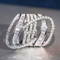 Huitan Geometric CZ Women's Ring – Sparkling Wedding Band CZ Fashion Ring Axl DJ101 6
