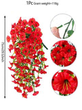 Artificial Morning Glory Vine – Colorful Faux Flower Garland Artificial Flower Vine Axl Red 1 pc