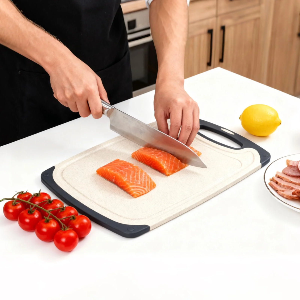 PLYS Non-Slip Cutting Board with Juice Groove | BPA-Free PP Kitchen Cutting Board Axl