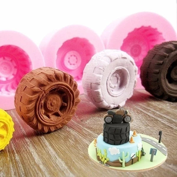4-Piece Silicone Tire Wheel Pattern Cake Mold Set | DIY Baking Silicone Baking Mold Axl