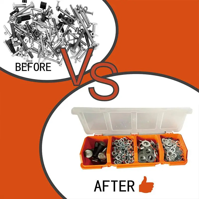 4-Compartment Screw Organizer Box – Plastic Parts Storage Bin Parts Storage Box Axl