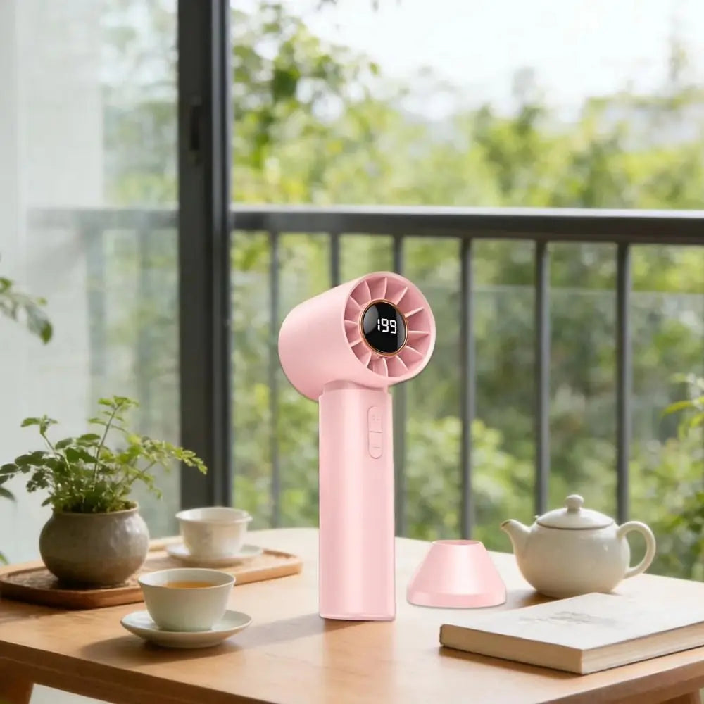 Portable Mini USB Rechargeable Fan – Digital Display, Compact Handheld Mini Fan Axl