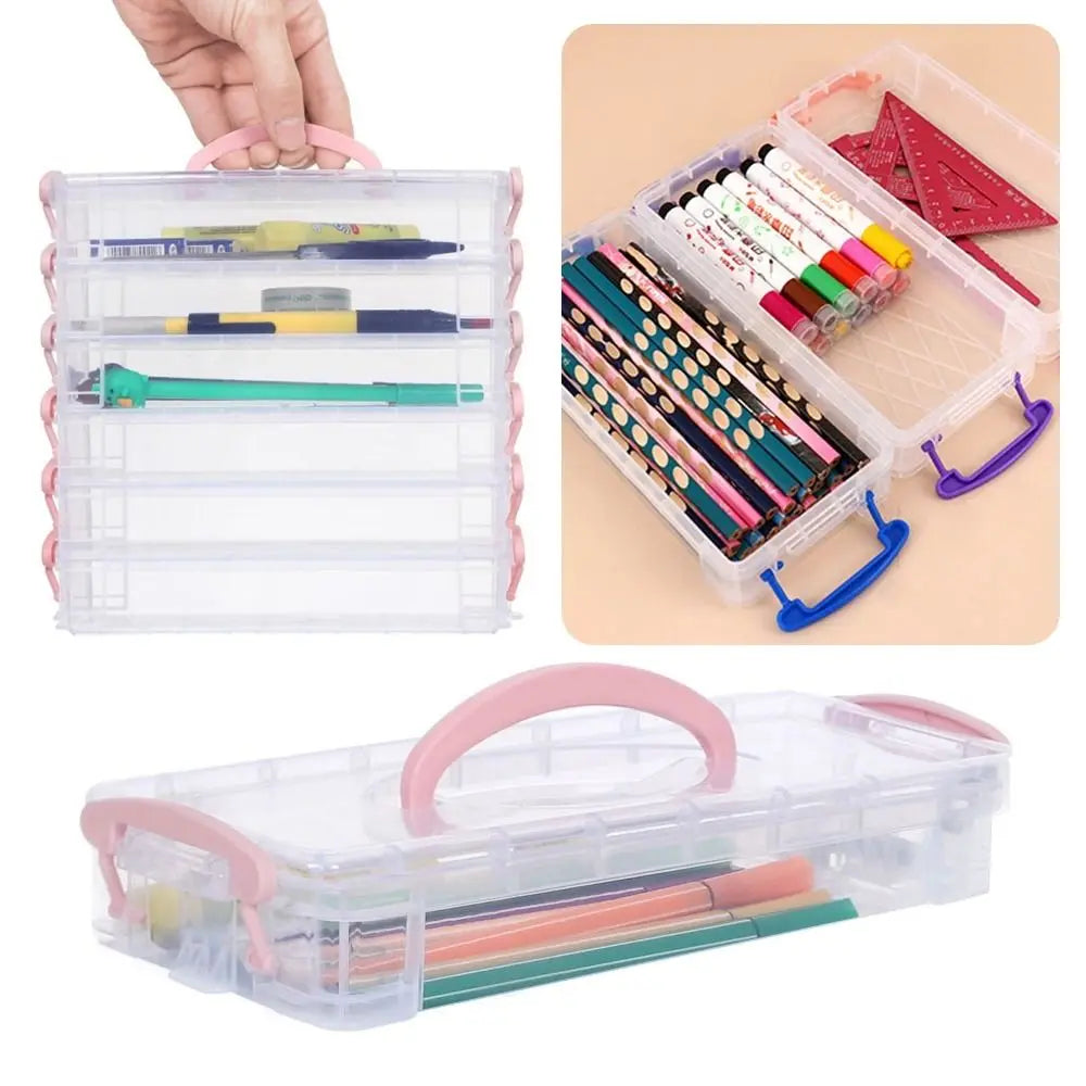 Multi-Layer Stackable Transparent Pencil Case | Art Pen Organizer Stackable Pencil Case Axl