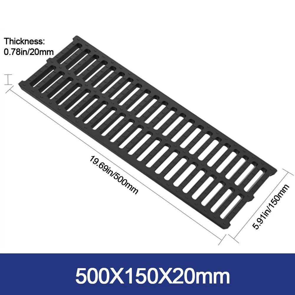 Resin Plastic Trench Drain Cover Grate – Garage, Driveway & Outdoor Drain Cover Grate Axl 500X150X20mm