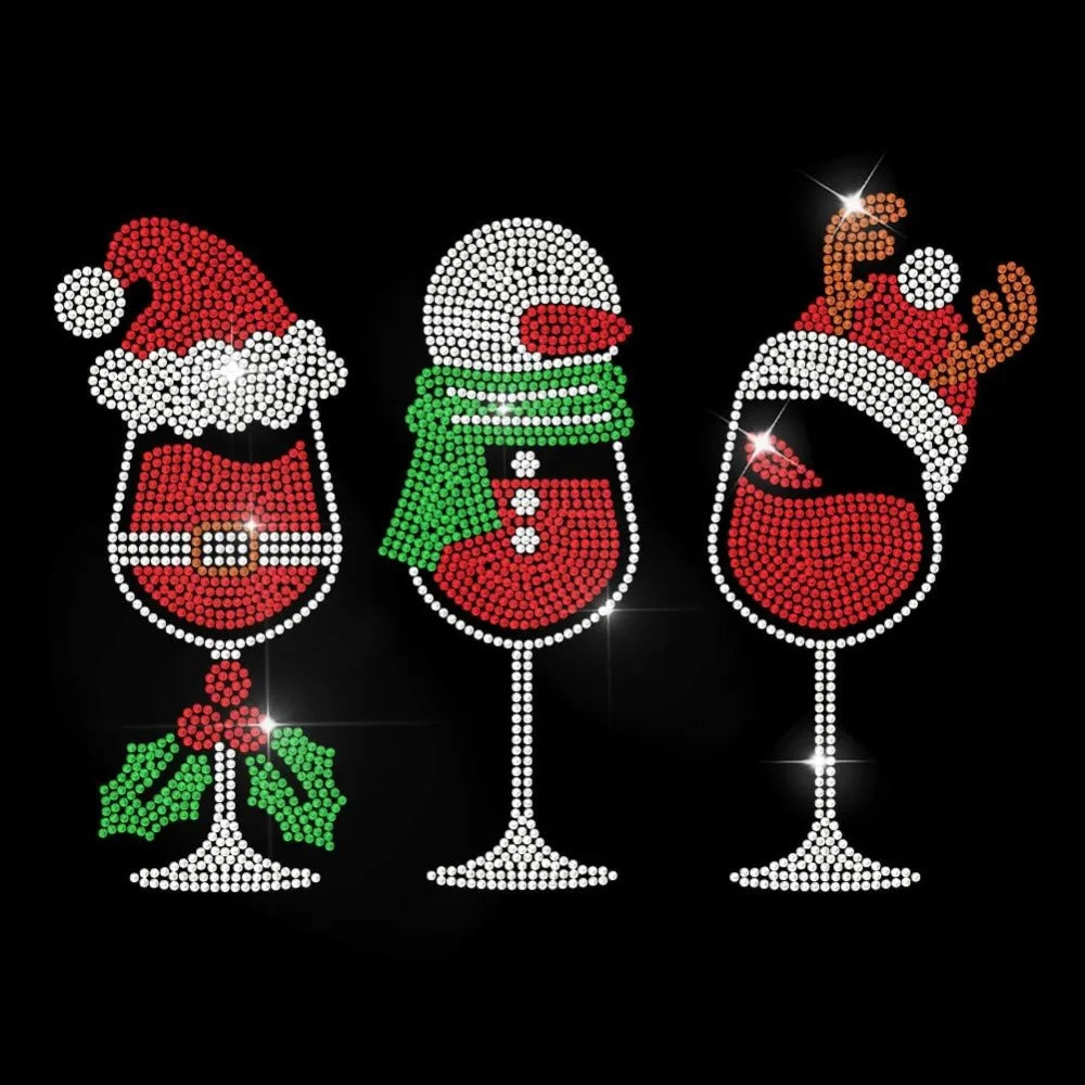 Christmas Glass Rhinestone Iron-On Appliqué | 11.7×8.3 In Iron-On Appliqué Patch Axl AECH04-17684
