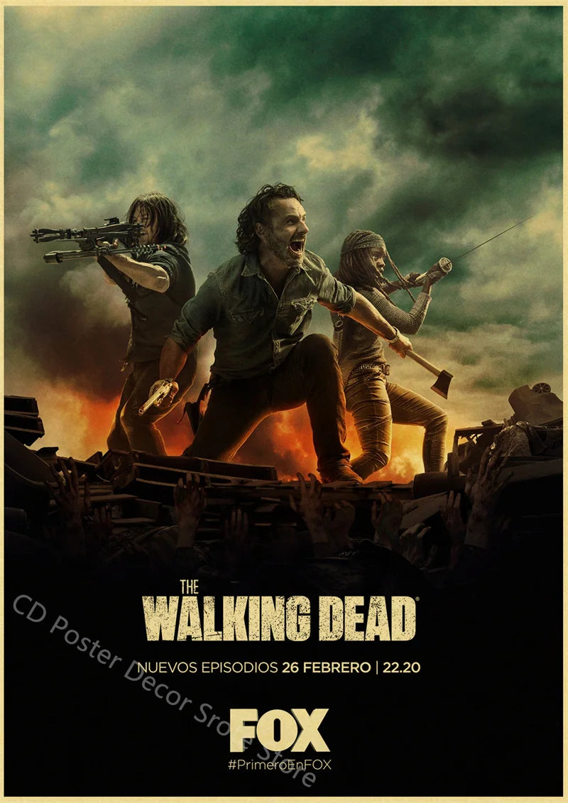 Walking Dead Retro Vintage Poster | Wall Art Print A3/A4 Wall Art Poster Axl 16 A4