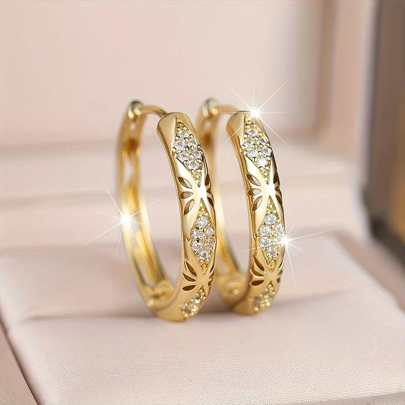 Huitan Sparkling CZ Hoop Earrings – Women's Fashion Jewelry Hoop Earrings Axl