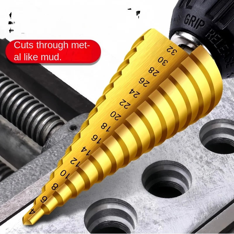 HSS Titanium Step Drill Bit 4-20mm & 4-32mm Cone Hole Cutter Step Drill Bit Axl
