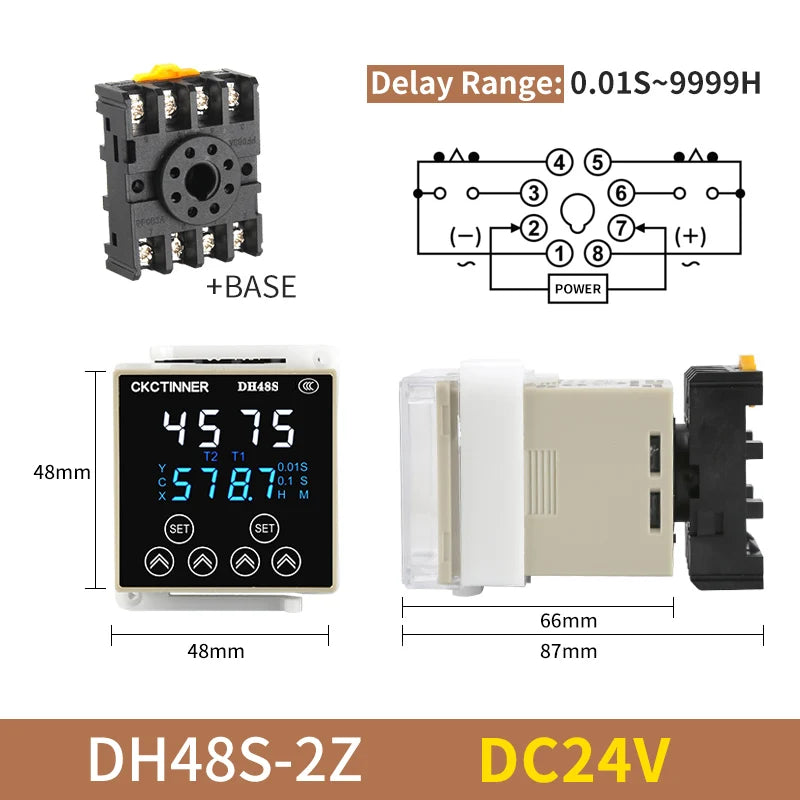 DH48S Digital Time Relay Programmable Cycle Delay Din Rail Digital Time Relay Axl DH48S-2Z DC24V