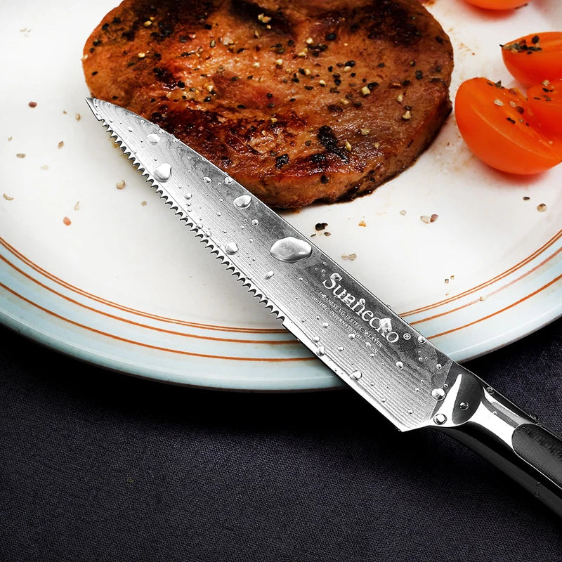 Sunnecko 5" Damascus Steak Knife – 73-Layer VG10 Steel Damascus Steak Knife Axl