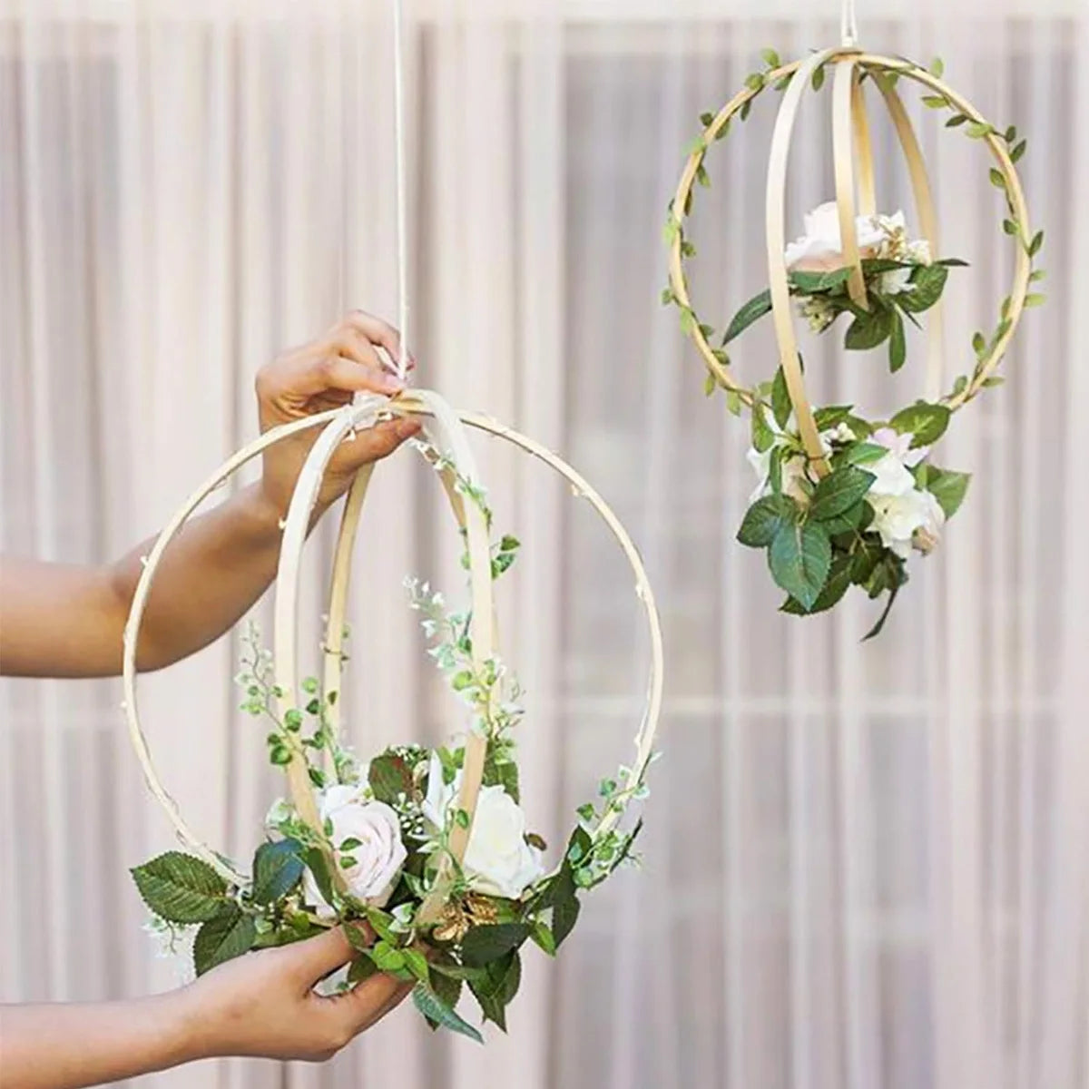 Bamboo Wreath Rings 12-Pack | 4 Sizes DIY Macrame Hoops Craft Hoop Rings Axl