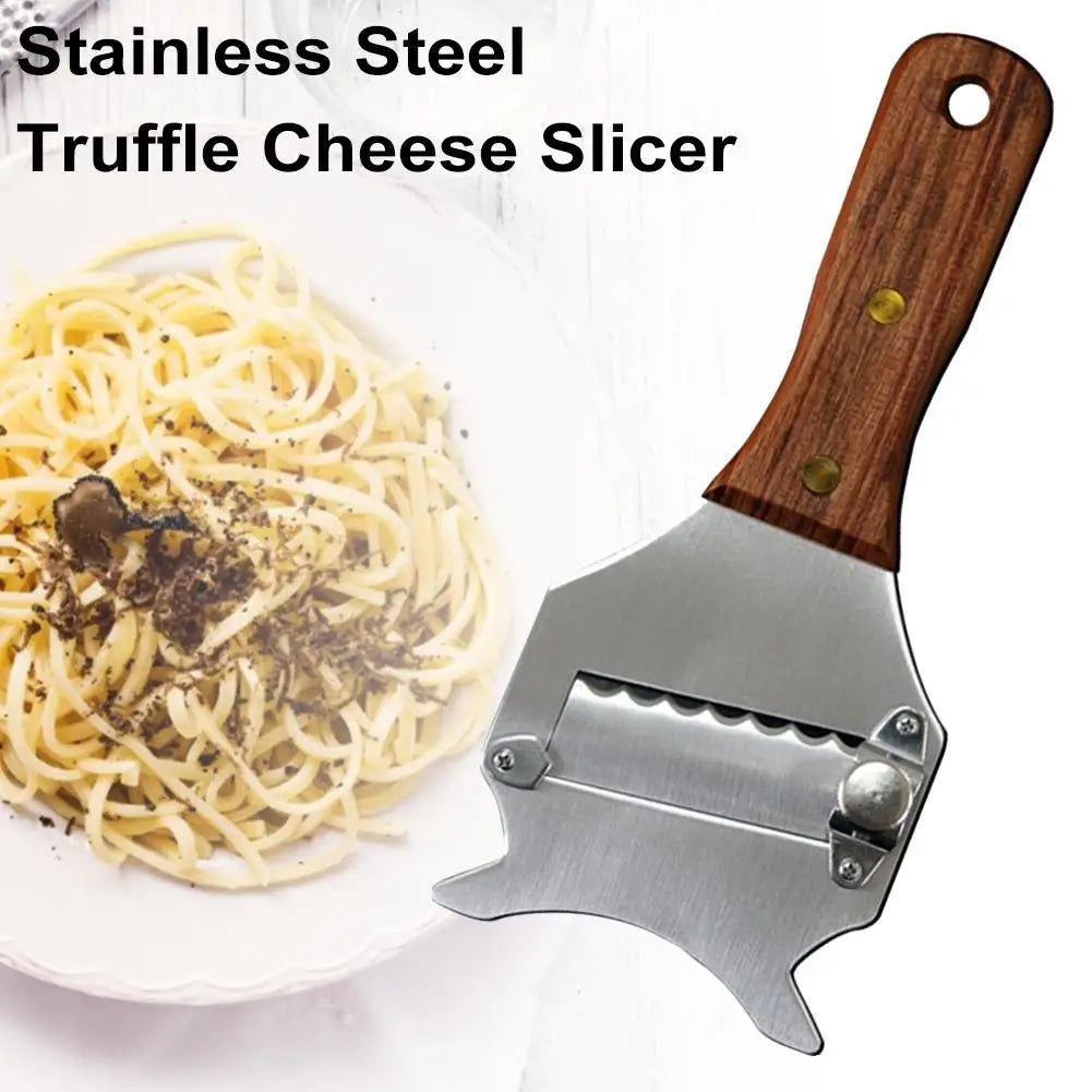 Stainless Steel Truffle Slicer & Cheese Shaver – Wooden Handle Truffle Cheese Slicer Axl