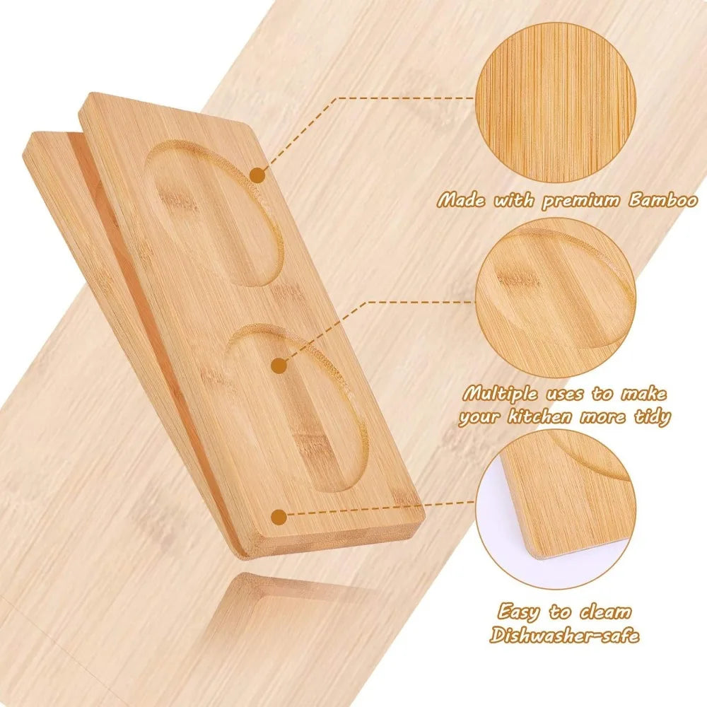 Bamboo Salt & Pepper Mill Tray – Kitchen Condiment Serving Tray Bamboo Serving Tray Axl