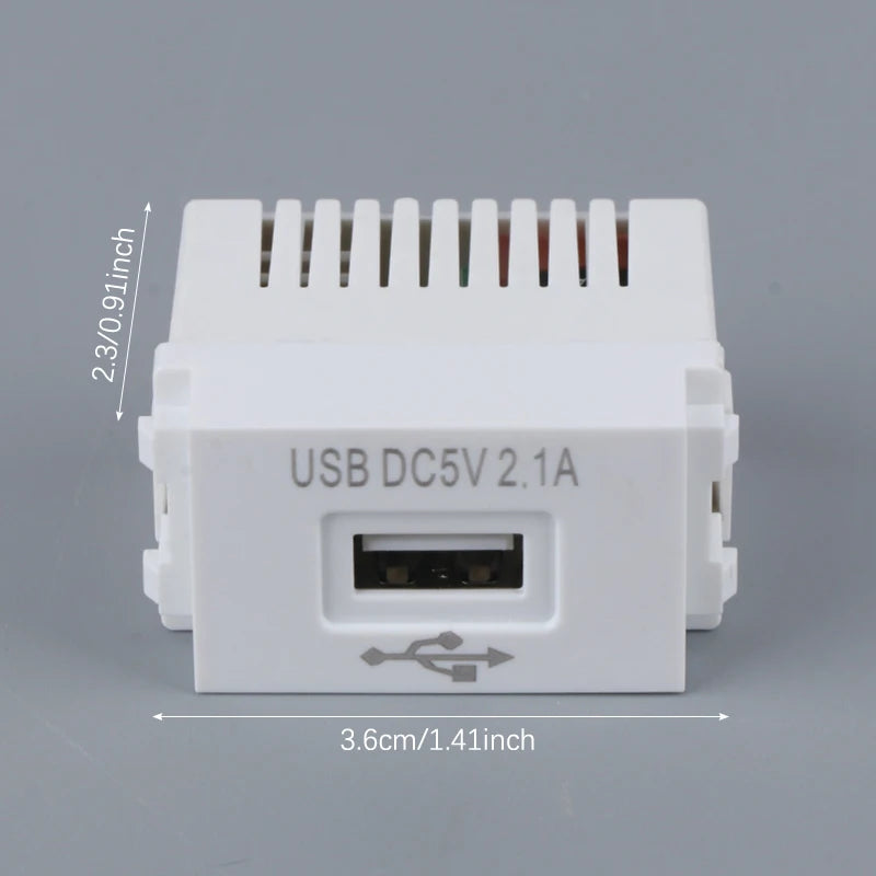 USB Wall Charging Module 220V to 5V 2.1A Power Socket Adapter USB Power Module Axl No plug White