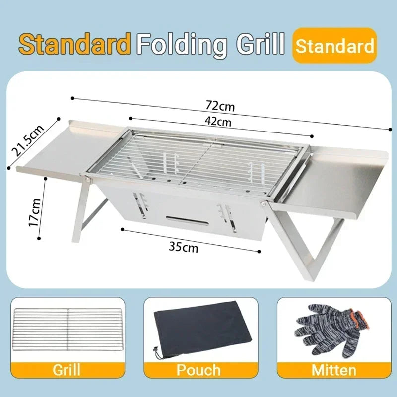 Folding Stainless Steel Charcoal BBQ Grill – Portable Outdoor Folding Charcoal Grill Axl
