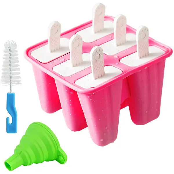 BPA-Free Silicone Popsicle Molds 6/10 Cavity Ice Pop Maker Ice Pop Mold Set Axl 6-cavity Rose Red