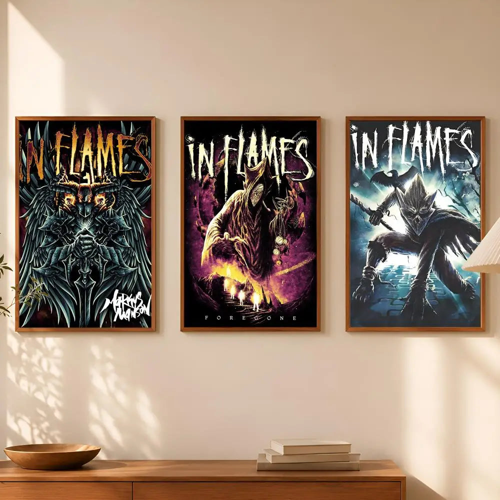 In Flames Band Poster – Self-Stick HD Waterproof Wall Art Music Wall Poster Axl