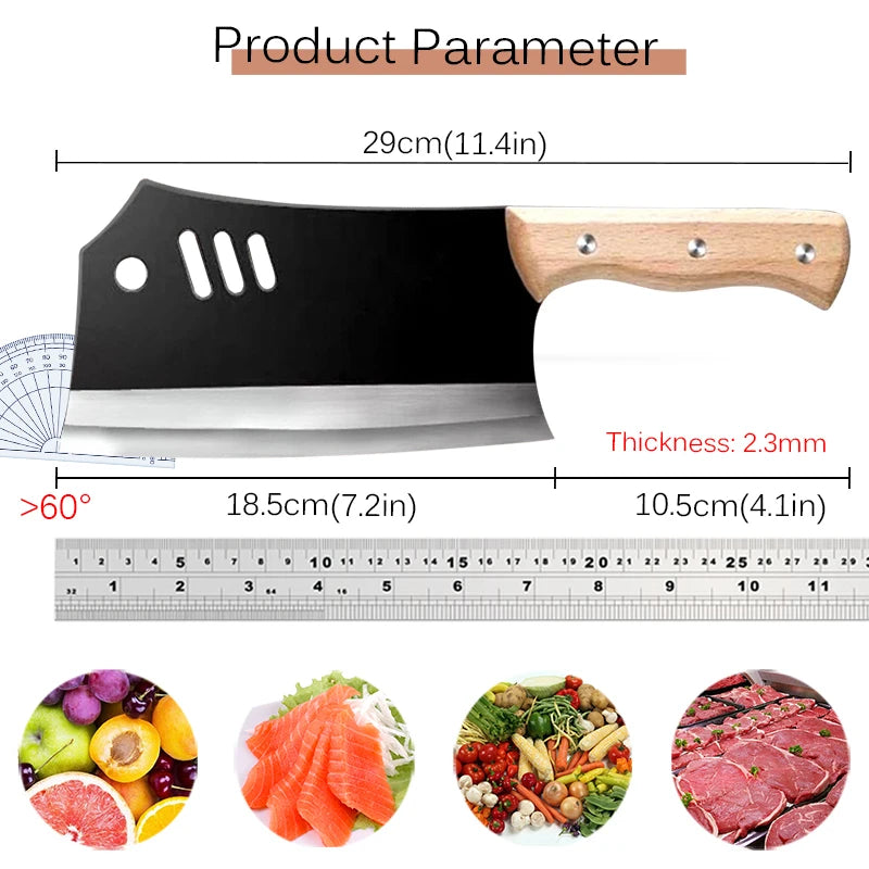 Dual-Purpose Cleaver – High Carbon Steel Kitchen Chopping Knife Kitchen Cleaver Knife Axl