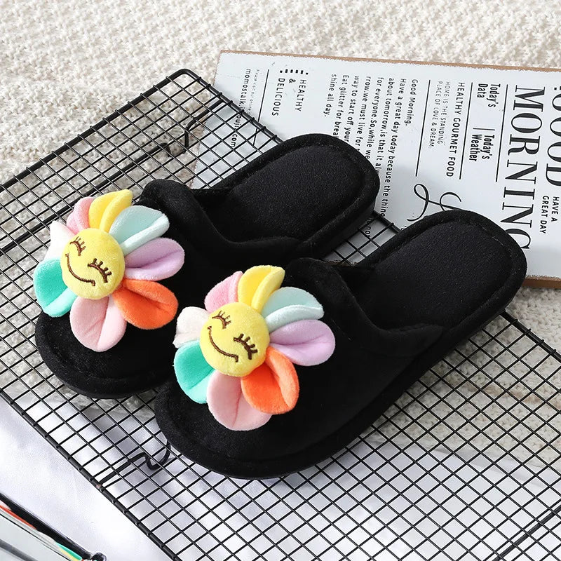 Women's Sunflower House Slippers – Non-Slip Flat Indoor Slipper Women's House Slippers Axl black 38-39