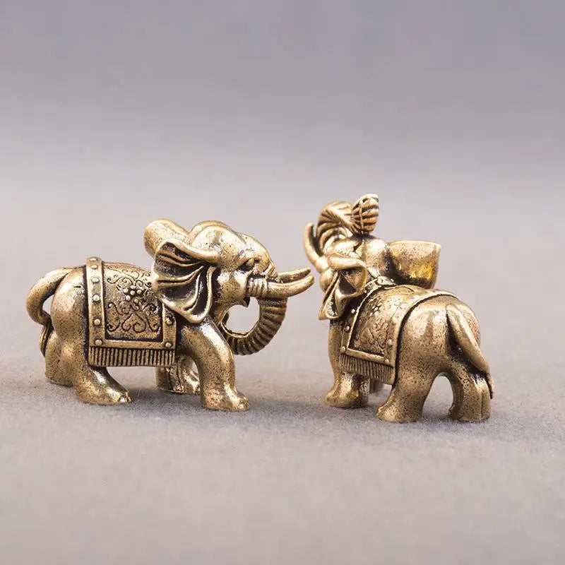 Copper Lucky Elephant Miniature Figurine – Brass Statue Décor Miniature Figurine Axl