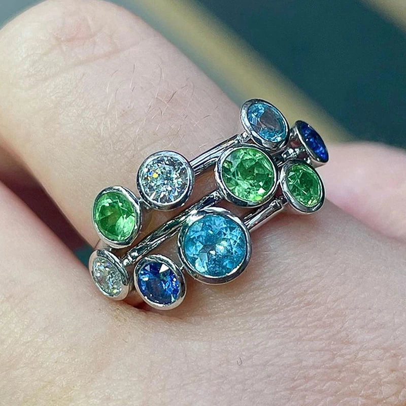 Huitan Women's Colorful Cubic Zirconia Brass Fashion Ring Fashion Ring Axl Q035 9