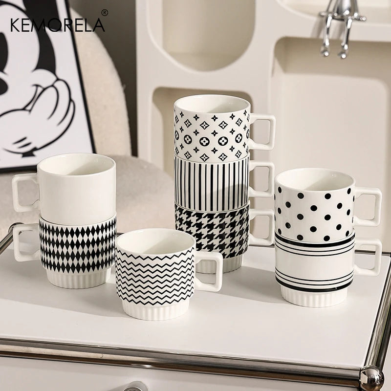 KEMORELA Nordic Ceramic Mug – Stackable Coffee & Tea Cup Ceramic Coffee Mug Axl