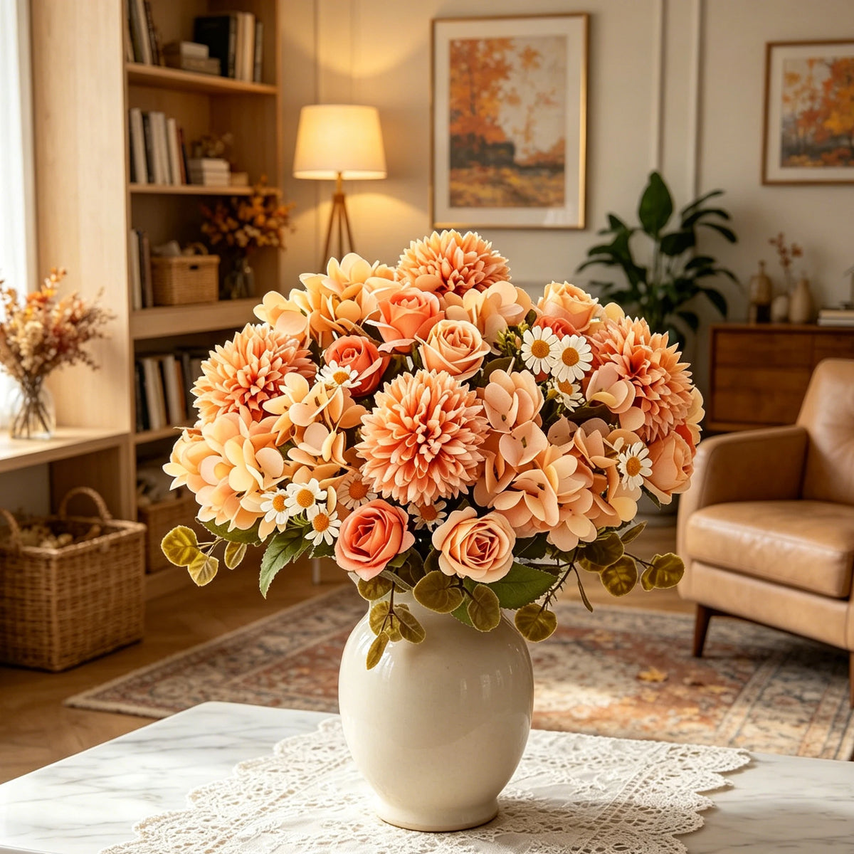 Artificial Chamomile Bouquet – Silk Flowers for Home & Wedding Artificial Flower Bouquet Axl