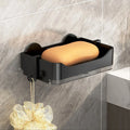 Wall-Mounted No-Drill Soap Dish Holder – Double Layer Drainer Soap Dish Holder Axl Black
