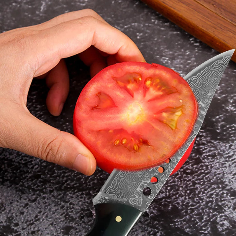 InLeung Damascus Steel Chef Knife – 10" Wood Handle Kitchen Blade Damascus Chef Knife Axl