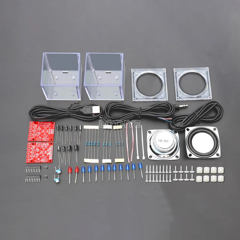 DIY Mini Speaker Kit – Dual Channel 3W Transparent Audio Build Electronics DIY Kit Axl