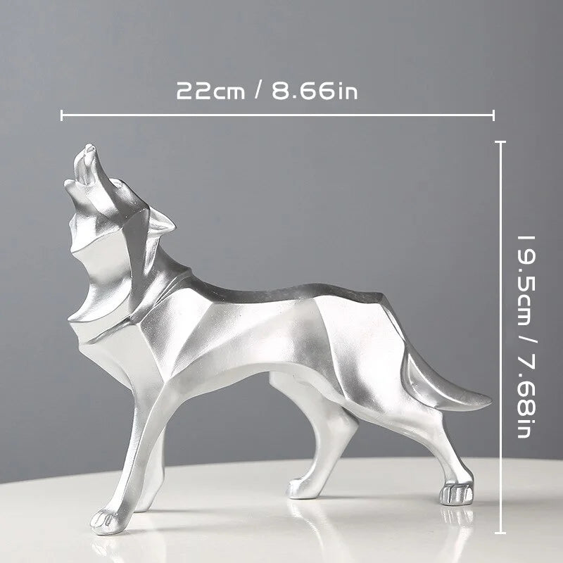 Modern Abstract Wolf Figurine – Geometric Resin Animal Statue Decorative Figurine Axl