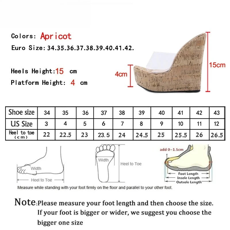 Women's Transparent Platform Wedge Sandals | High Heel Slides Platform Wedge Sandals Axl
