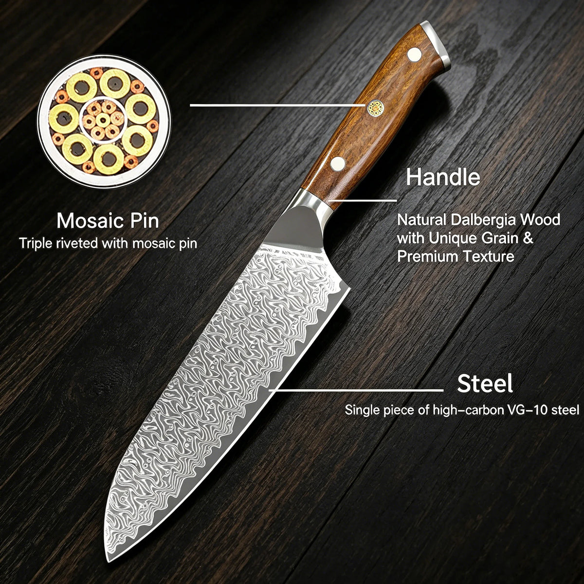 67-Layer VG10 Damascus Santoku Knife – Sharp Kitchen Blade Damascus Kitchen Knife Axl