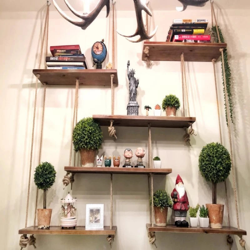Nordic 4-Tier Pine Wood Wall Mount Display Shelf & Storage Rack Wall Display Shelf Axl