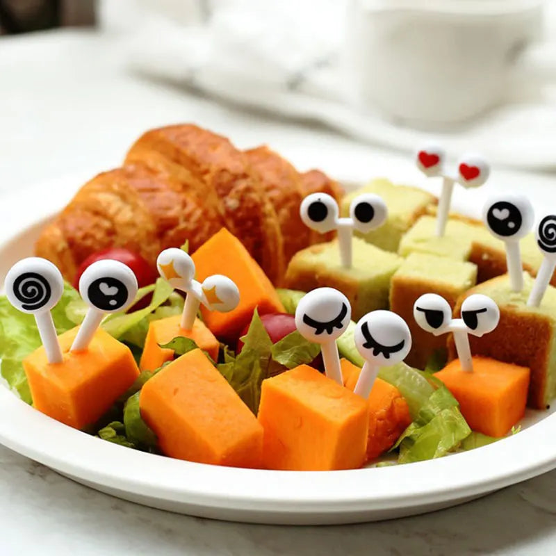 10-Pc Kawaii Cartoon Eyes Mini Food Picks – Bento Fruit Forks Bento Food Picks Axl