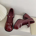 Women's Mary Jane Pumps – Butterfly-Knot Thick Block Heel Mary Jane Pumps Axl wine red 36