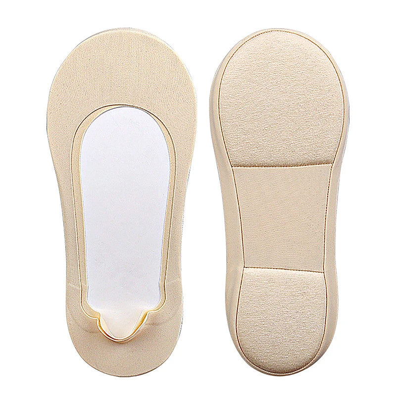 3D Arch Massage No-Show Socks | Silicone Heel Grip Women Massage No-Show Socks Axl One Size Apricot