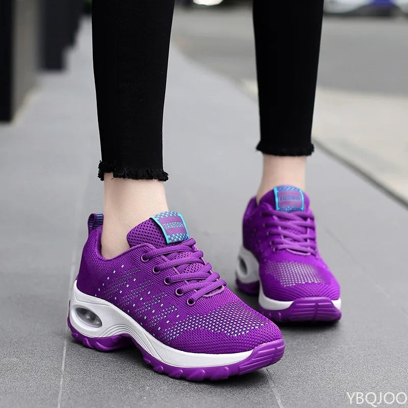 Women's Breathable Mesh Walking Sneakers – Flat Non-Slip Women's Flat Sneakers Axl