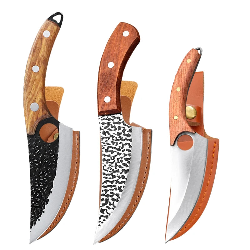 Stainless Steel Kitchen Knife Set – Cleaver, Boning & Scissors Kitchen Knife Set Axl 3pcs BCD