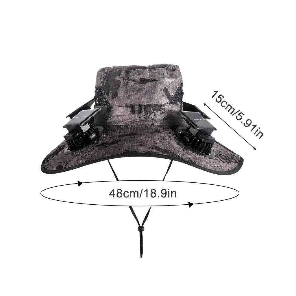 Solar Powered Fan Hat – 4-Head Wide Brim Sun Cap Outdoor Solar Fan Hat Axl