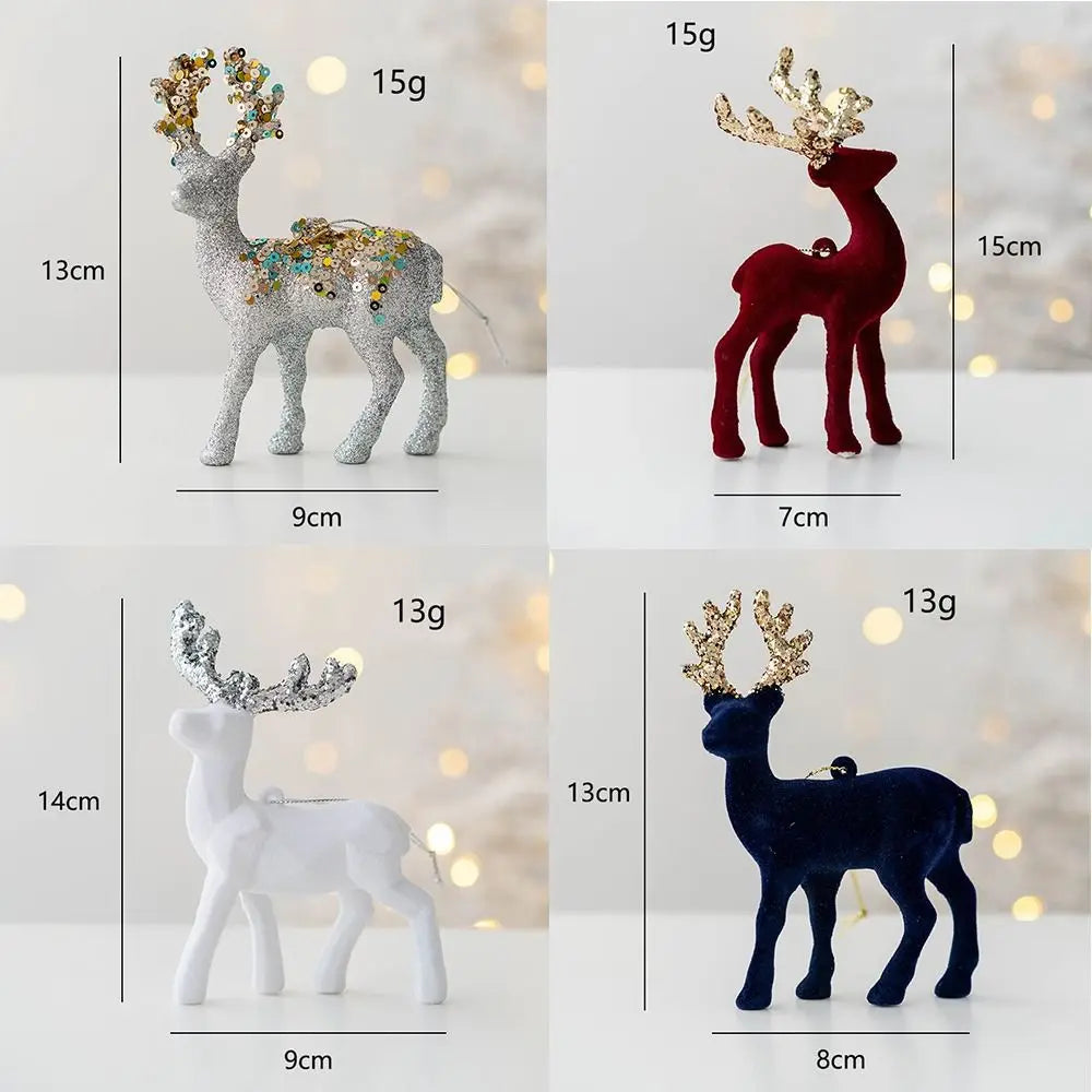 Glitter Reindeer Elk Flocked Christmas Tree Pendant Ornament Christmas Tree Ornament Axl