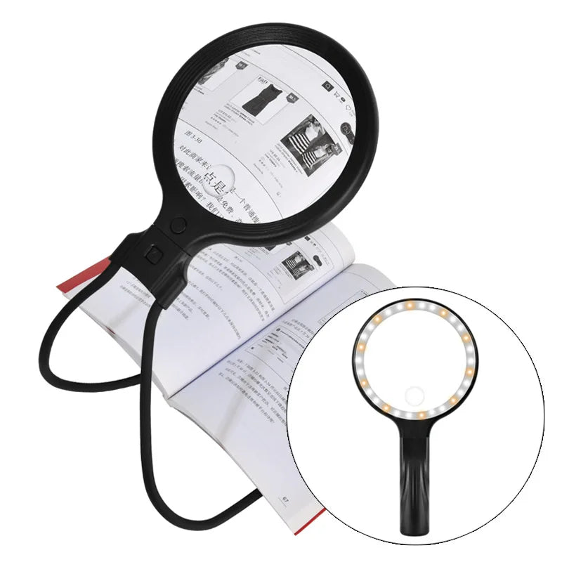 5X 10X LED Magnifying Glass – Handheld, Hands-Free & Desktop LED Magnifying Glass Axl 138mm