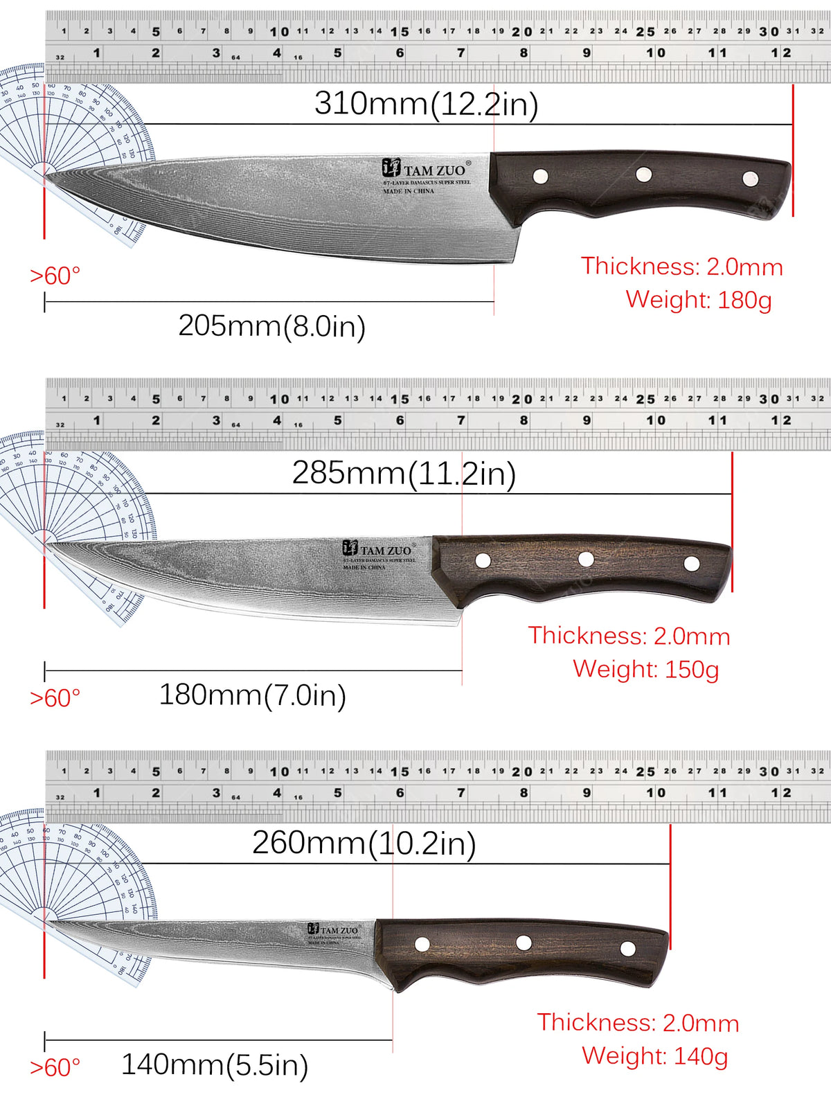 TAMZUO 67-Layer Damascus Steel Chef Knife | Japanese Kitchen Knife Damascus Chef Knife Axl