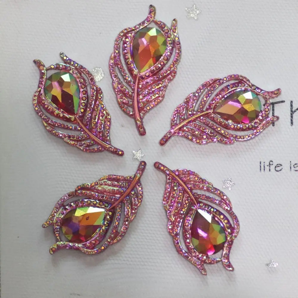 20PCS Resin Peacock Feather Leaf Rhinestones | DIY Craft Gems Craft Rhinestones Axl
