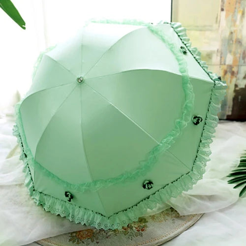 UV Lace Folding Umbrella for Women – Windproof Sun & Rain Folding Umbrella Axl Style 8 metal-fiber composite 8K