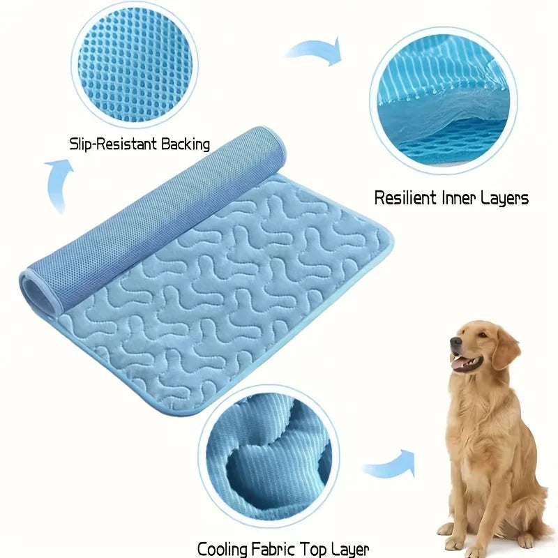 KEMORELA Dog & Cat Cooling Mat – Breathable Summer Ice Pad Pet Cooling Mat Axl