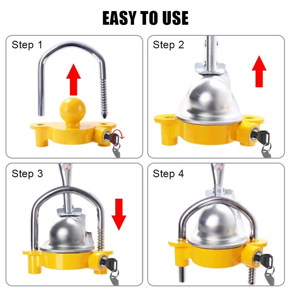 Adjustable Trailer Hitch Lock – Anti-Theft Tow Ball Security Trailer Hitch Lock Axl