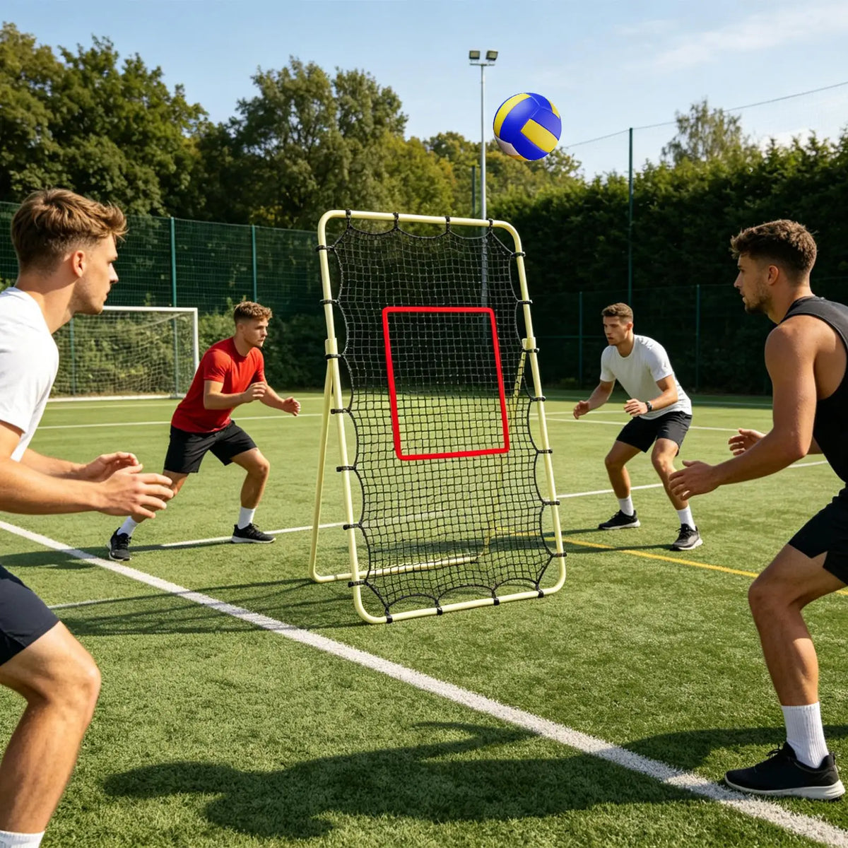 7x4FT Portable Volleyball Rebounder Net with Target Stripe Volleyball Rebounder Net Axl