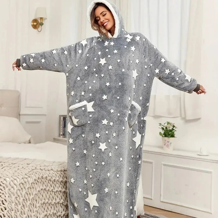 Women's Hooded Blanket Pullover – Warm Thickened Winter Homewear Hooded Blanket Pullover Axl